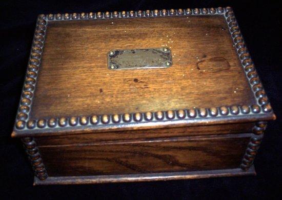 Appraisal: A box with beaded edges the hinged lid with silver