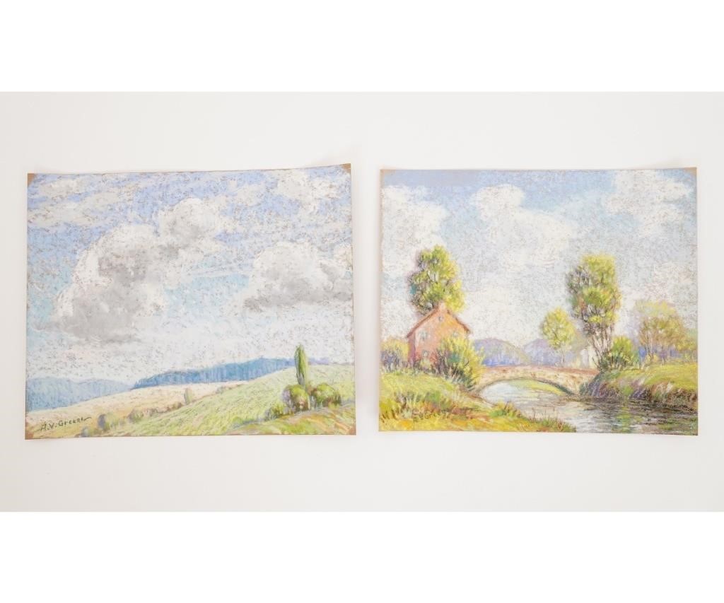 Appraisal: Albert Van Nesse Green - PA two unframed pastels springtime