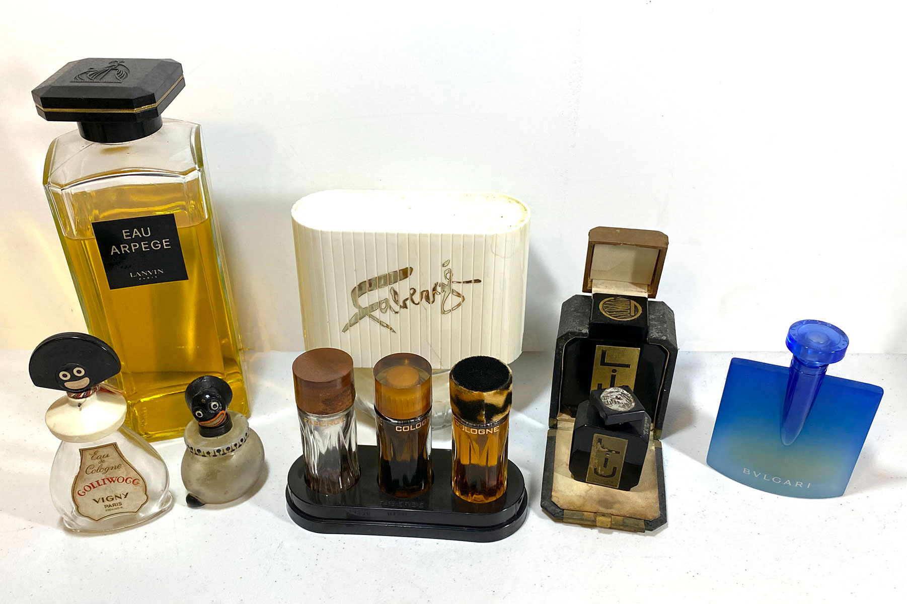 Appraisal: PIECE PERFUME BOTTLES Vintage Faberge gift set of - Fl