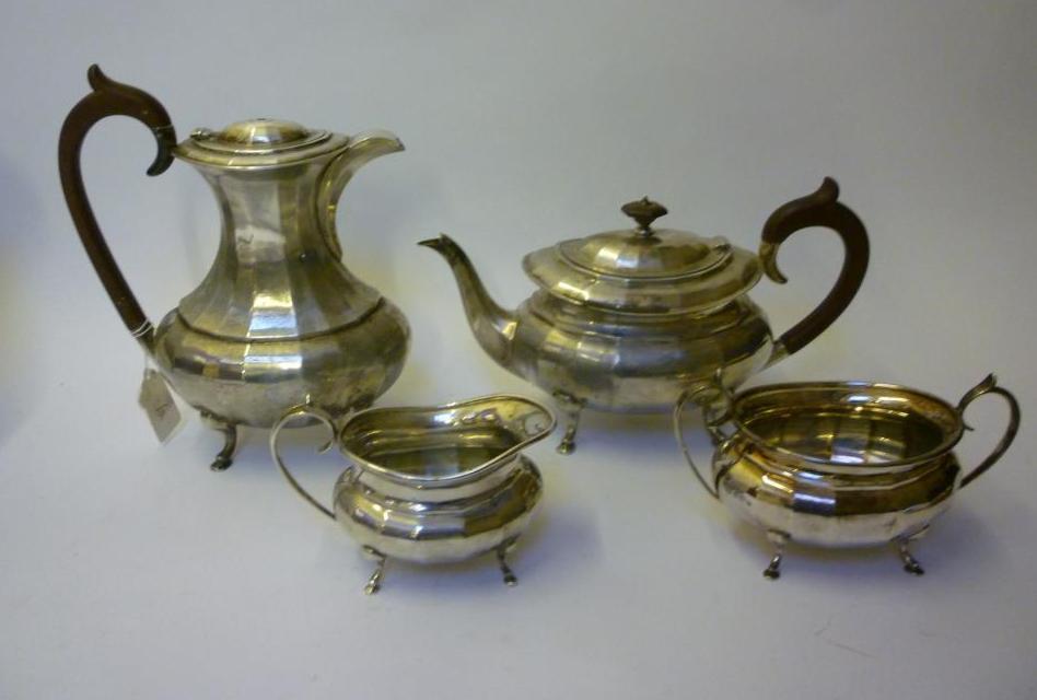 Appraisal: A FOUR PIECE TEA AND COFFEE SERVICE maker's mark BBS