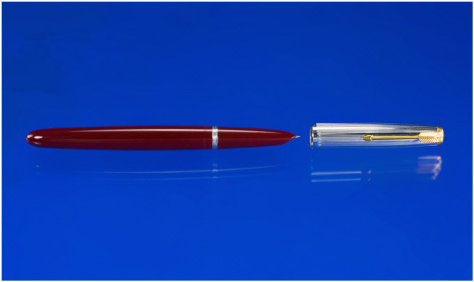 Appraisal: Parker A Parker burgundy with rolled silver cap in lizard