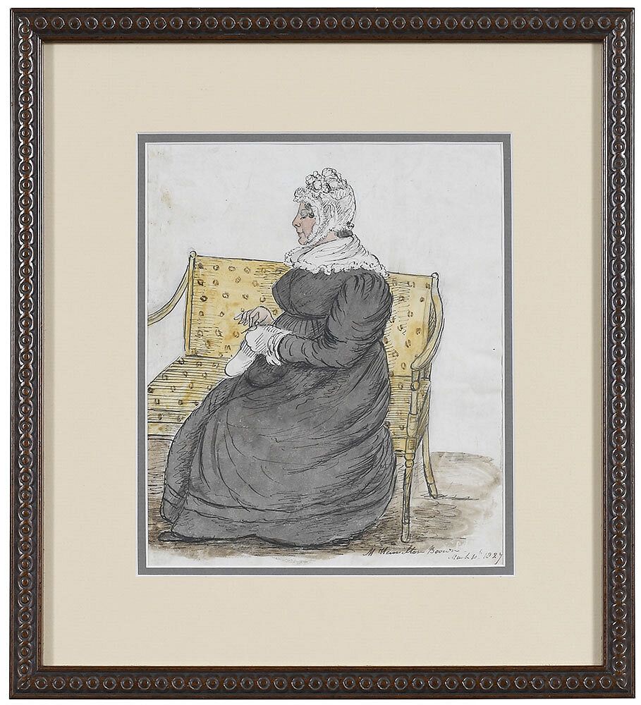 Appraisal: British School Drawing th Century Lady Darning a Sock signed