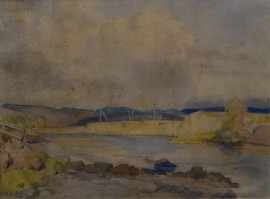 Appraisal: George Bell - Storm Clouds over the Murray watercolour signed