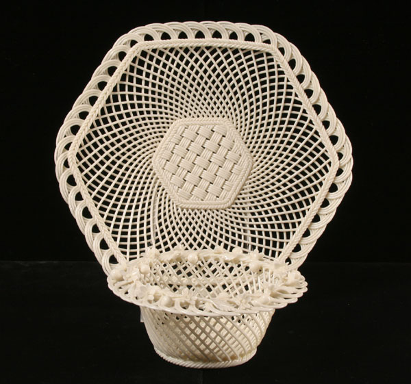 Appraisal: Lot of pieces Belleek open basket-weave creamware plate with floral