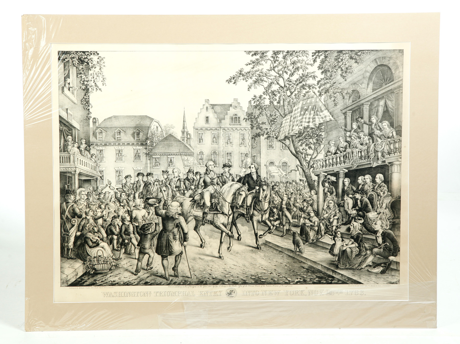 Appraisal: PRINT WASHINGTON'S TRIUMPHAL ENTRY INTO NEW YORK Black and white