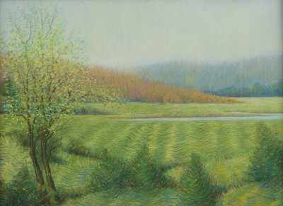 Appraisal: American School Late th Century Spring field Pastel on paper