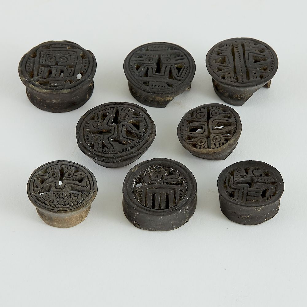 Appraisal: Grp Chimu Pre-Columbian Pottery Ear Spools Group of eight pre-Columbian