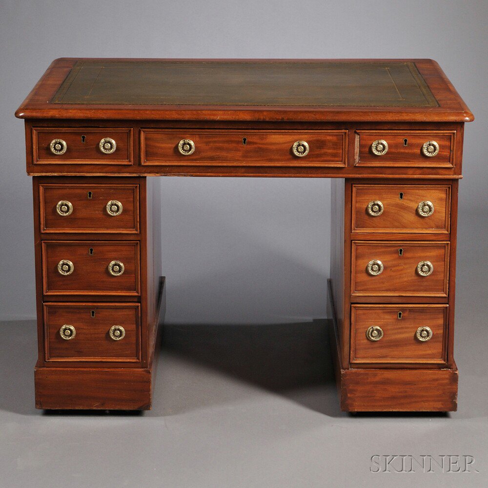 Appraisal: Georgian-style Mahogany Pedestal Desk England late th century of typical