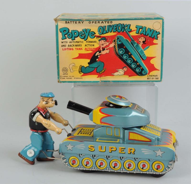 Appraisal: Very Rare Linemar Popeye Olive Oyl Tank Battery-operated Includes ultra