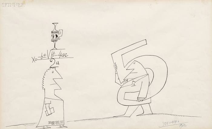 Appraisal: Saul Steinberg American - The Number Carrier Signed and dated