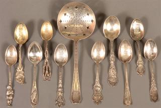 Appraisal: Lot of Eleven Various Sterling Silver Spoons Mostly souvenirs troy