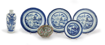 Appraisal: SIX PIECES OF CHINESE EXPORT Late th century Six Canton