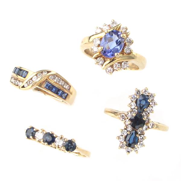 Appraisal: A collection of sapphire gemstone diamond and gold rings fifteen