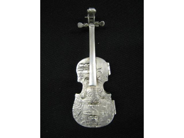 Appraisal: Dutch Victorian Sterling Figural Violin Box fancy design with figures