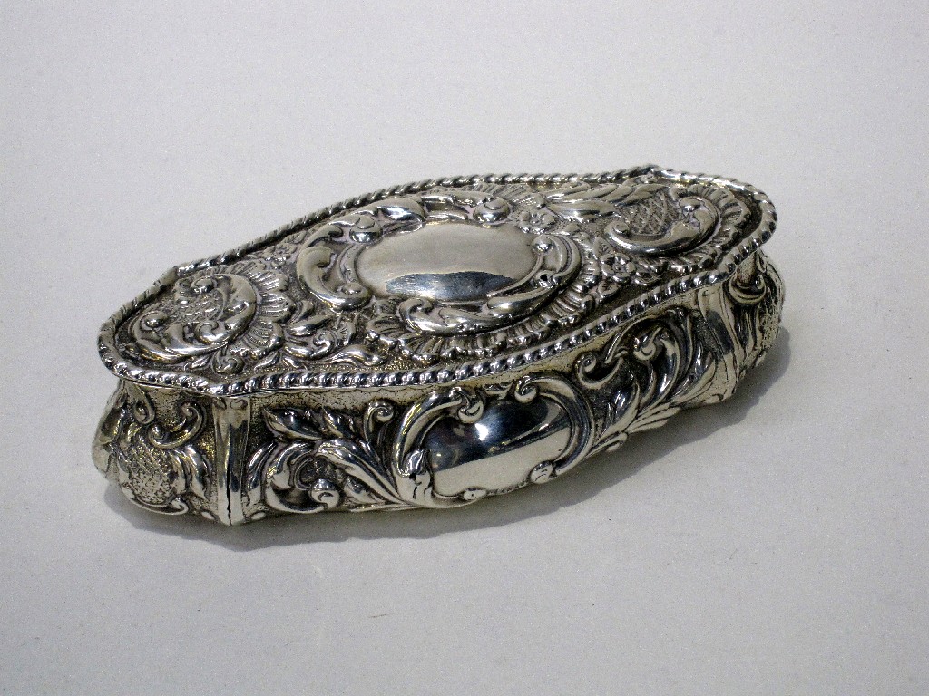 Appraisal: Embossed silver trinket box Birmingham