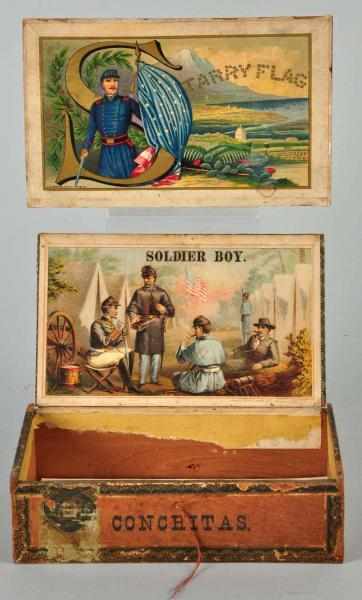 Appraisal: Lot of Civil War Related Cigar Boxes Description Includes Soldier