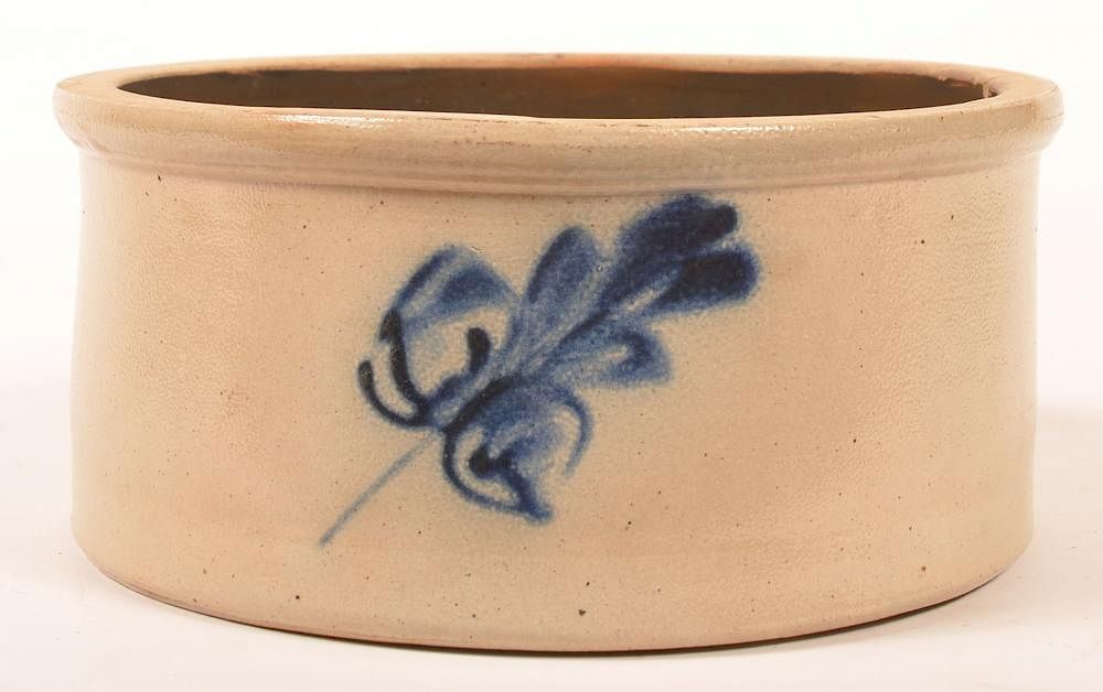 Appraisal: th Cent Stoneware Cake Crock w Blue Dec Unsigned th