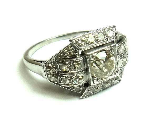 Appraisal: A platinum and diamond set Art Deco ring in a