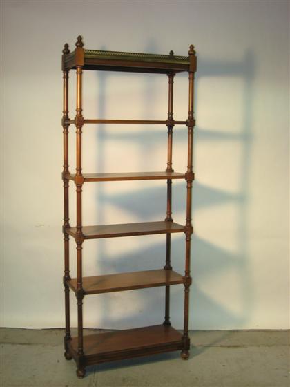 Appraisal: Oak etagere th century with pierced brass gallery H in