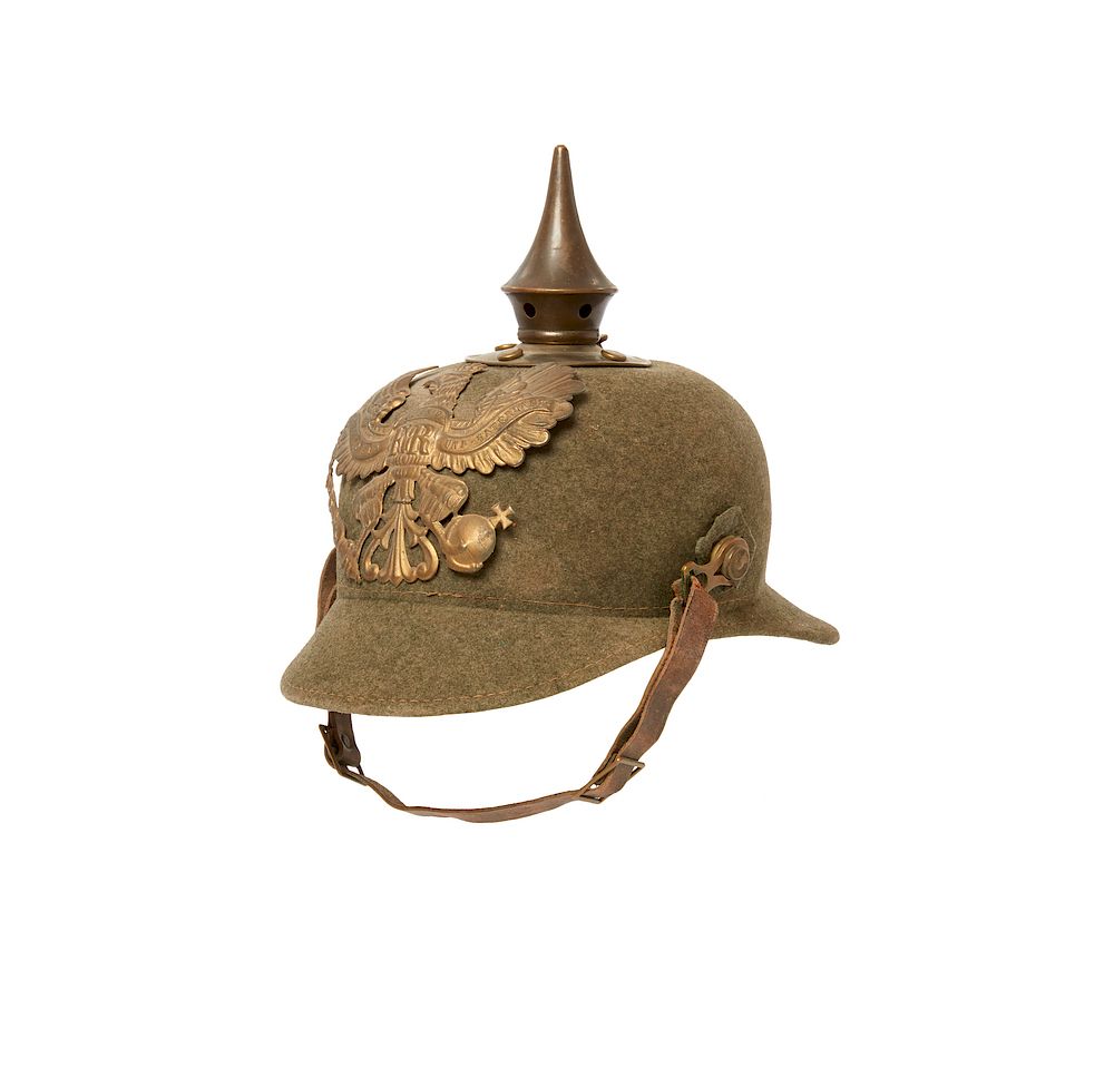 Appraisal: Prussian Felt Bodied ersatz Spiked Helmet with tombac mounts A