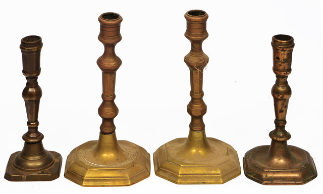 Appraisal: TWO TH CENTURY BRASS CANDLESTICK each cm in height and