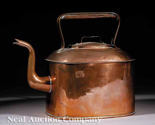 Appraisal: A Large Antique American Copper Kettle rectangular form height in