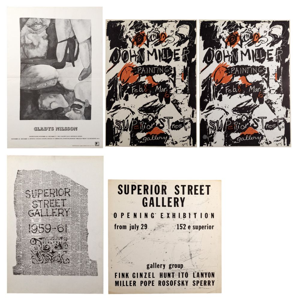 Appraisal: CHICAGO GALLERY EXHIBITION POSTER ASSORTMENT items including John Miller American