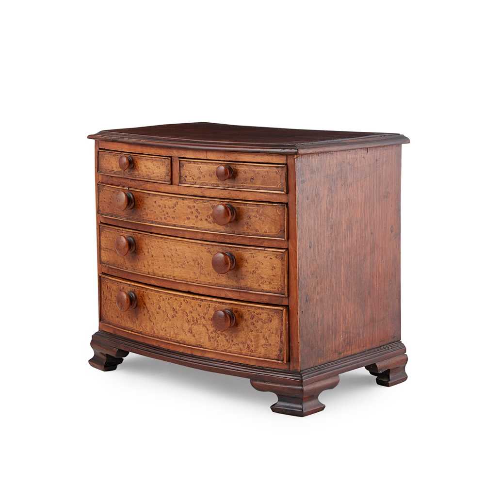 Appraisal: VICTORIAN MINIATURE BURR WALNUT CHEST OF DRAWERS TH CENTURY cm