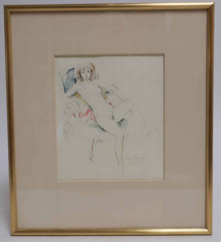 Appraisal: Warren Brandt Seated Nude Female Watercolor Warren Brandt America -