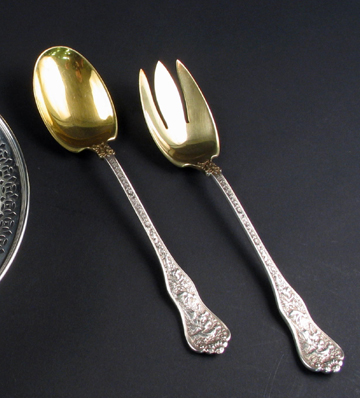 Appraisal: PAIR OF TIFFANY AND COMPANY STERLING SILVER SALAD SET in