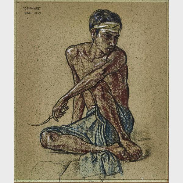 Appraisal: Rudolf Bonnet - BALINESE FIELD WORKER SKETCH OF A SEATED