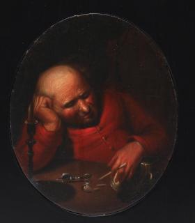 Appraisal: Continental School Oval genre portrait of a bald man Image