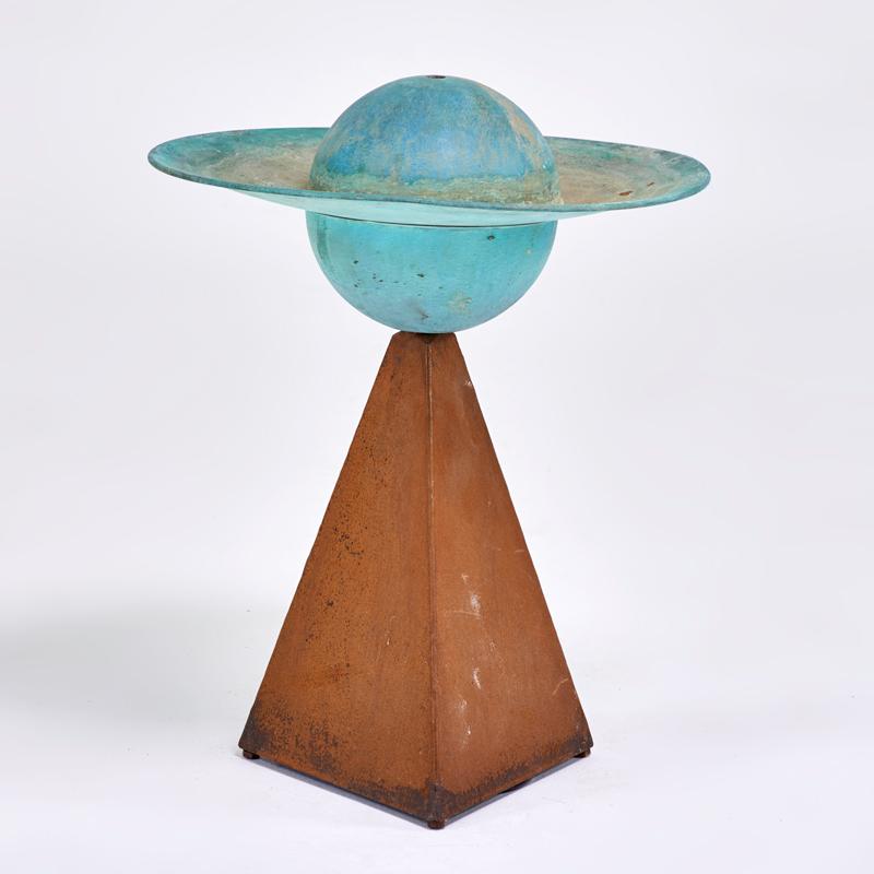 Appraisal: GARDEN Saturn fountain Patinated copper steel Marked with artist's cipher