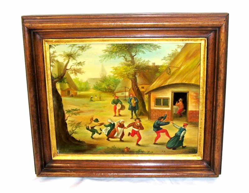 Appraisal: Village Peasant Scene - Alfred Bryan Oil on copper of