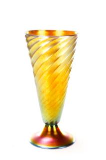 Appraisal: Steuben Gold Aurene Spiral Ribbed Vase Steuben American founded first