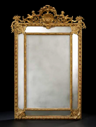 Appraisal: Large Napoleon III Carved Giltwood and Plaster Overmantel Mirror third