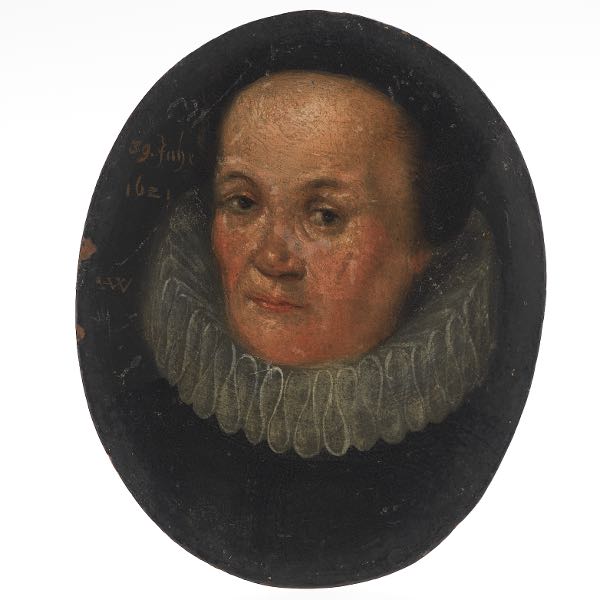 Appraisal: FLEMISH SIGNED MINIATURE PORTRAIT ON COPPER DATED x Oval copper