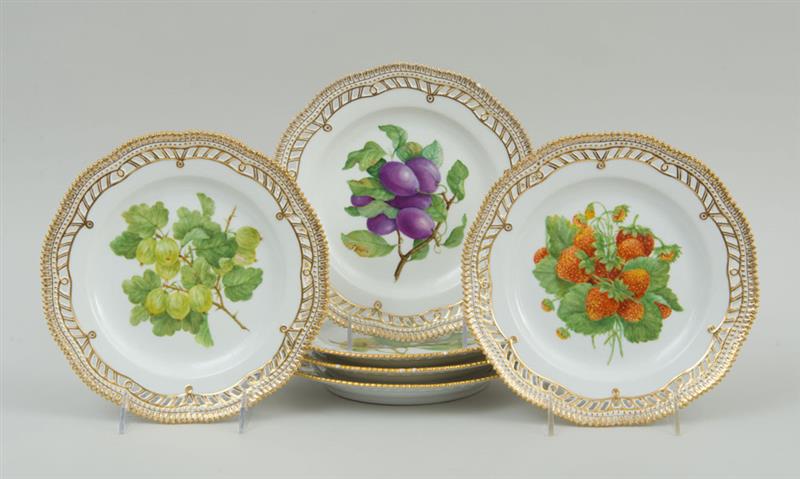 Appraisal: SET OF SIX ROYAL COPENHAGEN RETICULATED PORCELAIN FRUIT PLATES Numbered