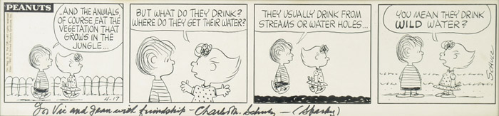 Appraisal: CHARLES M SPARKY SCHULZ ORIGINAL DAILY COMIC DRAWING AND ILLUSTRATION