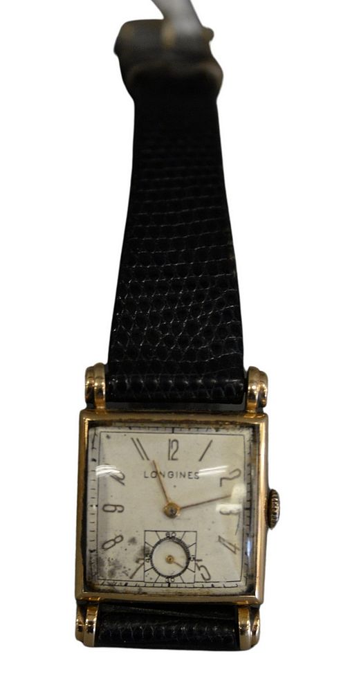 Appraisal: Longines Men's Karat Gold Square Wristwatch Longines Men's Karat Gold