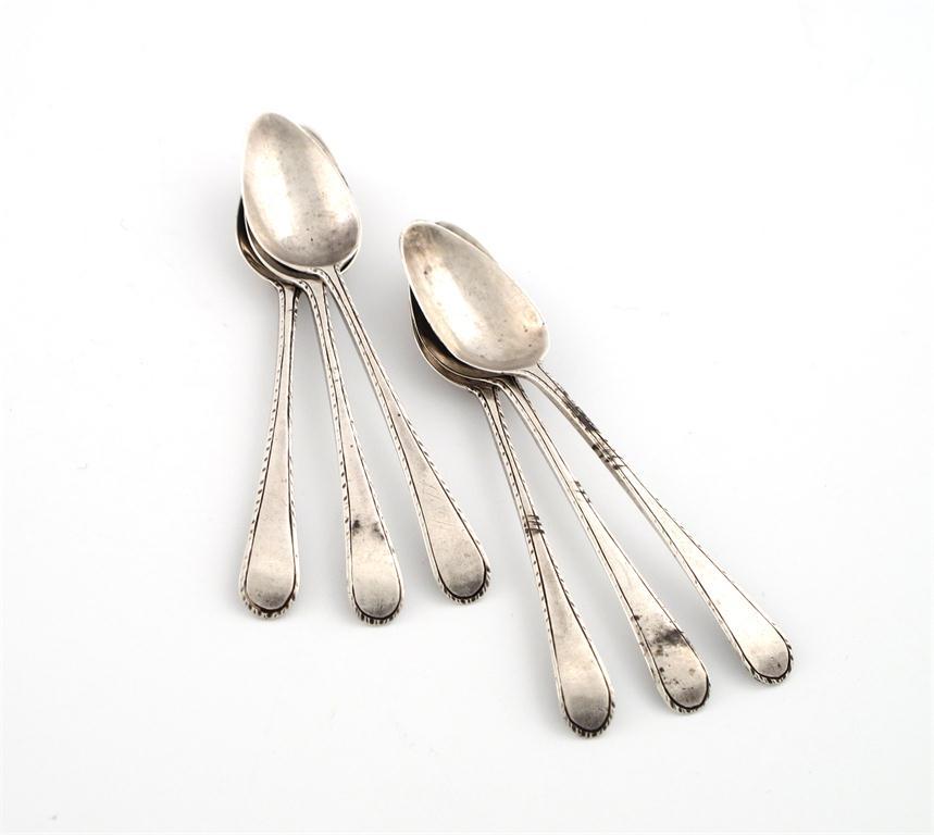 Appraisal: A set of six George III silver Feather-edge pattern teaspoons