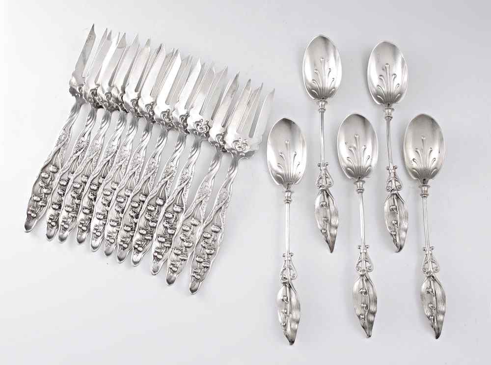 Appraisal: WHITING AND GORHAM LILY OF THE VALLEY STERLING FLATWARE To