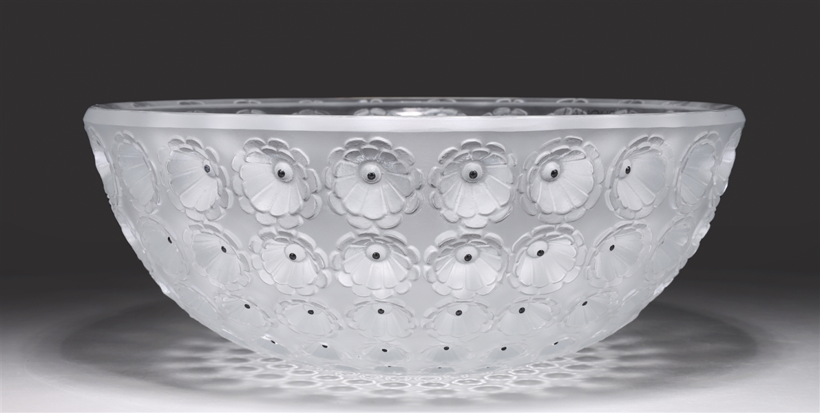 Appraisal: Large glass Lalique nemours pattern center bowl with original Lalique