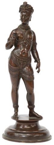 Appraisal: Orientalist patinated bronze sculpture Standing Female Figure in Beaded Garment