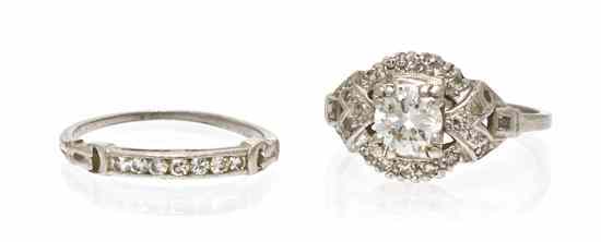 Appraisal: A Platinum and Diamond Ring containing one round brilliant cut