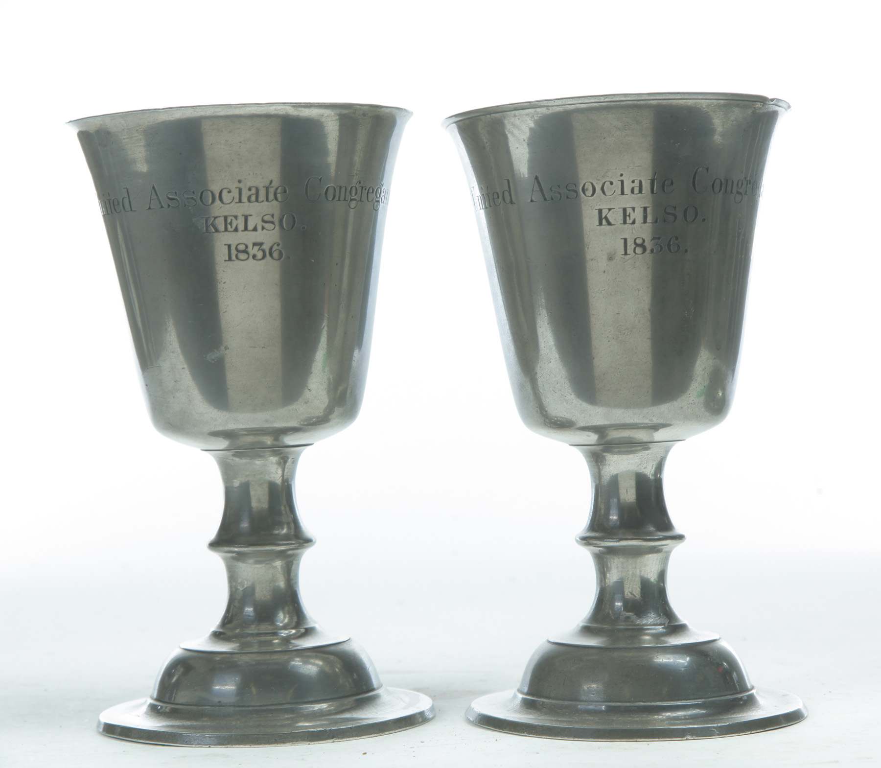 Appraisal: PAIR OF SCOTTISH COMMUNION CHALICES Engraved United Associate Congregation Kelso