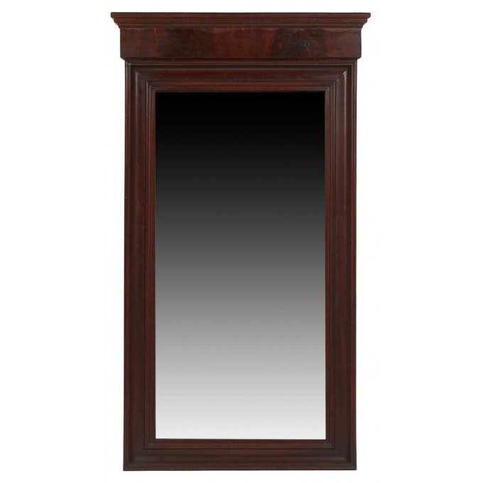 Appraisal: American Classical Carved Mahogany Overmantel Mirror th c the stepped