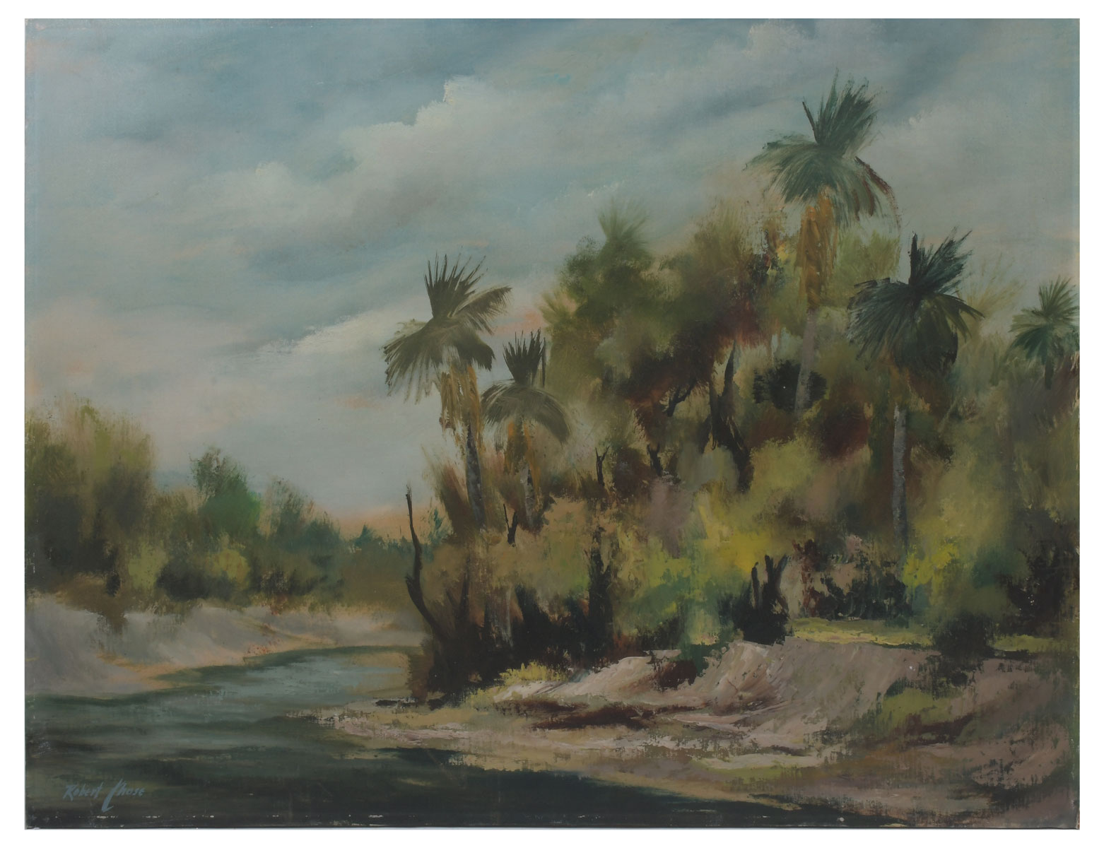 Appraisal: CHASE Robert American b Florida Landscape Scene with River Palms