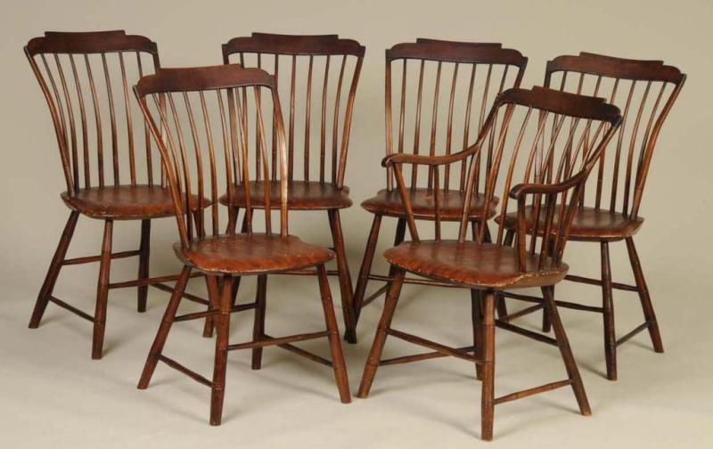 Appraisal: Lot of New England Windsor Rodback Chairs Description Circa Bamboo