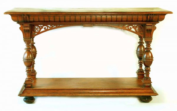 Appraisal: Elaborately carved Jacobean Revival Victorian era walnut and veneer winetasting